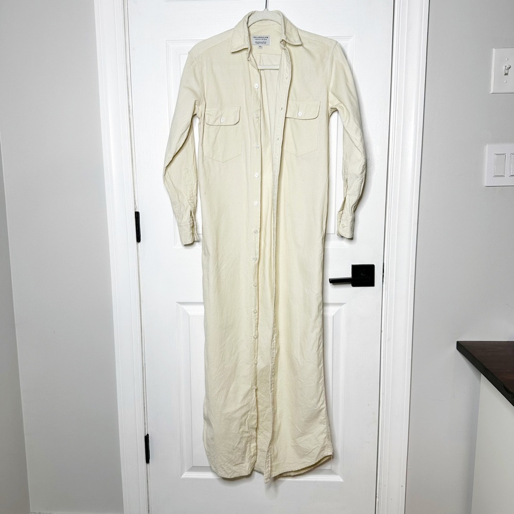 EMILY PHILLIPS‎ USA Cream Long Sleeve Button Down Shirt Dress Maxi Size 1 XXS - Picture 3 of 6